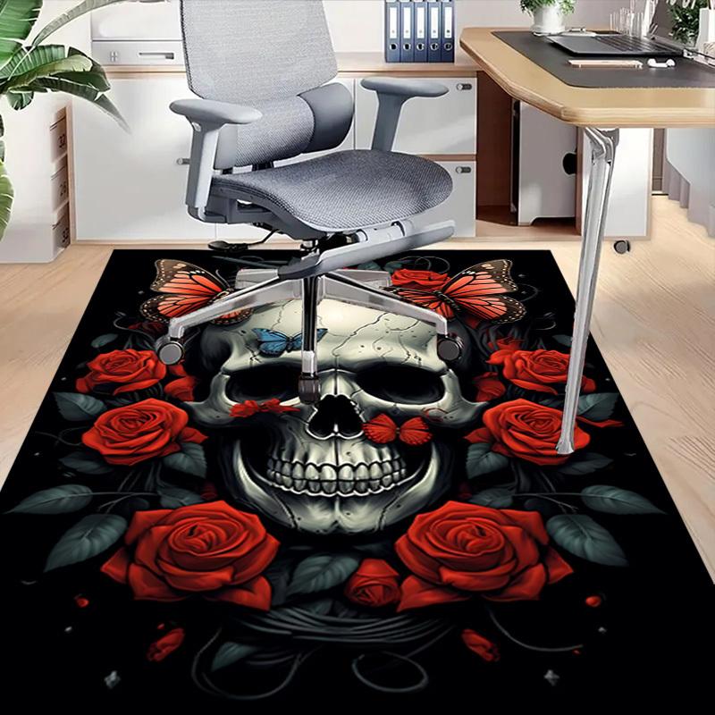 1PC Skull Butterflies Carpet Ultra Soft, Thick & Absorbent, Non Slip Machine Washable Mat for Entryway