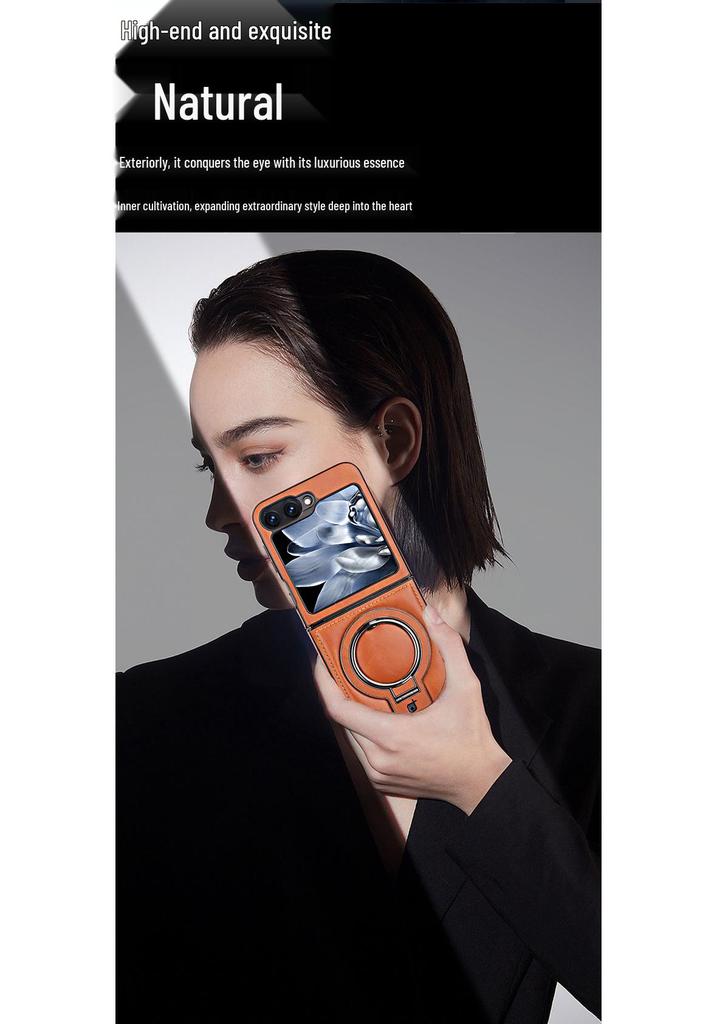 Foldable Magnetic Stand for Samsung Z Flip 5/6 - Drop-Proof Full Coverage Business Leather Case