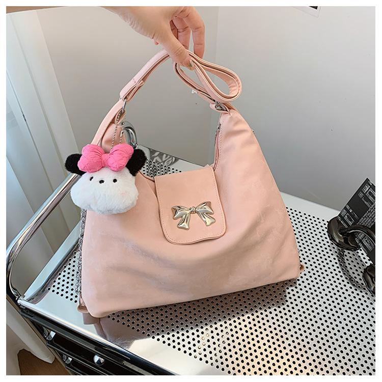 

2024 нова корейська версія весняна персоналізована повсякденна плечова сумка-месенджер великої місткості, красивий нішевий простий рюкзак Without pendant рожевий