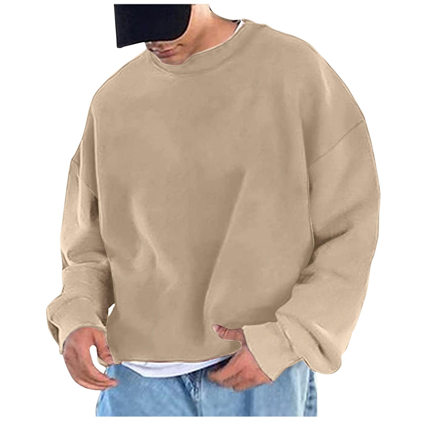 

Мужские однотонные свободные толстовки с капюшоном и круглым вырезом, мужские повседневные спортивные толстовки верблюд