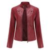 Stand-up Collar Leather Jacket Women's New Leather Jacket Women's Jacket Slim Thin Small Coat Women's Motorcycle Clothes