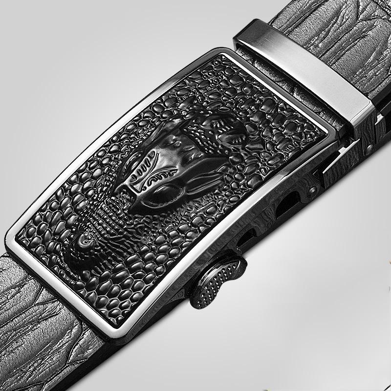 Krokodillemønster for menn Førstelags kuskinn Automatisk spenne Lærbelte Belte