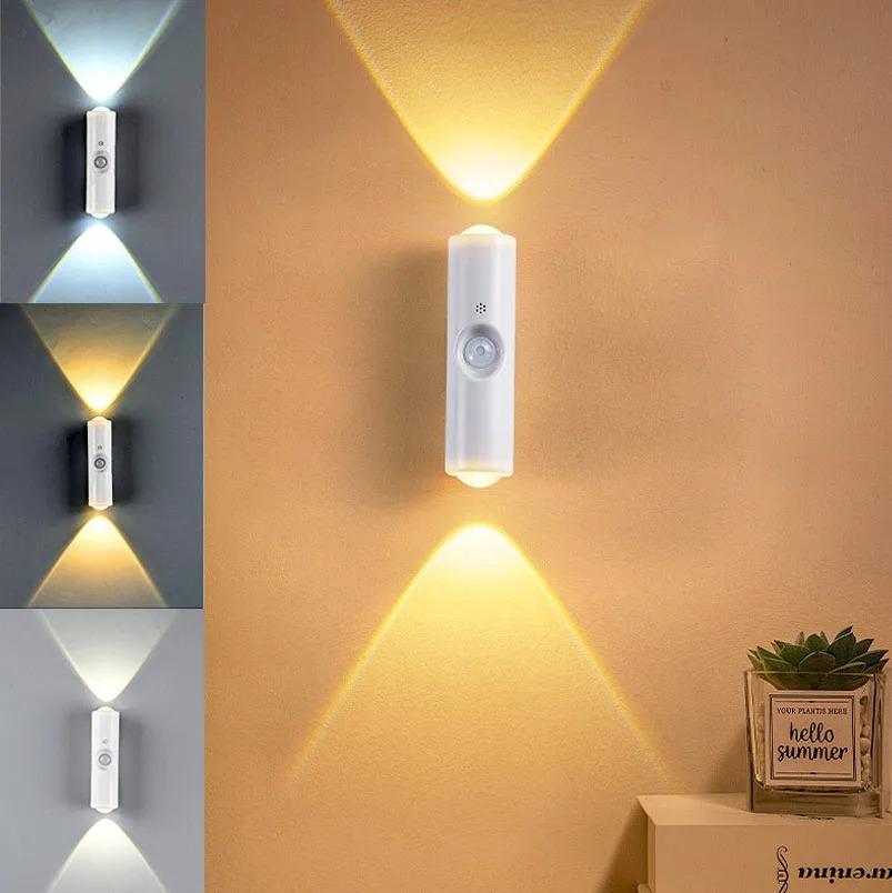 Smart RGB Gradient Night Light Magnetic Motion Sensor USB Rechargeable Wall Mounted LED Lamp For Bedroom Bathroom Closet Garden Home Decor