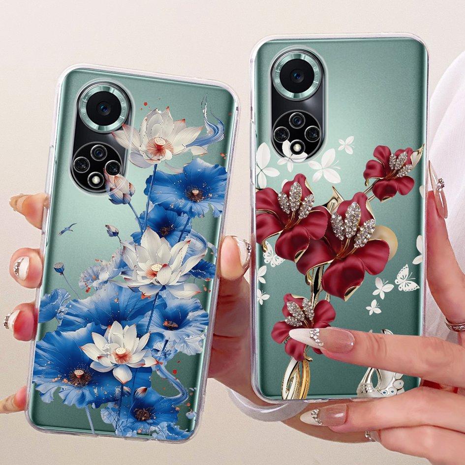 For Huawei Nova 9 Case NAM-LX9 Nova9 Back Cover Pretty Flower Transparent Silicone Bumper Phone Case For Huawei Nova 9 Pro Funda