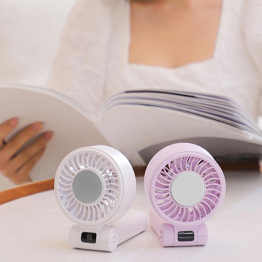Foldable Handheld Fan 5 Speed Digital Display Quiet   Lasting Running   Fan with Lanyard for Daily Use Outdoor