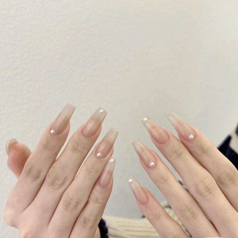 

Наклейки для ногтей ручной работы Normcore Wear Готовый продукт для ногтей Нежный Причудливый Телесный цвет Съемные Невеста Беременные женщины Накладные ногти XS New T nude gentle Pearl