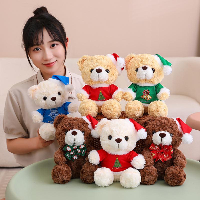 Cute Christmas Teddy Bear Doll Plush Teddy Bear Hug Bear Doll Children's Companion Soothing Ragdoll Doll