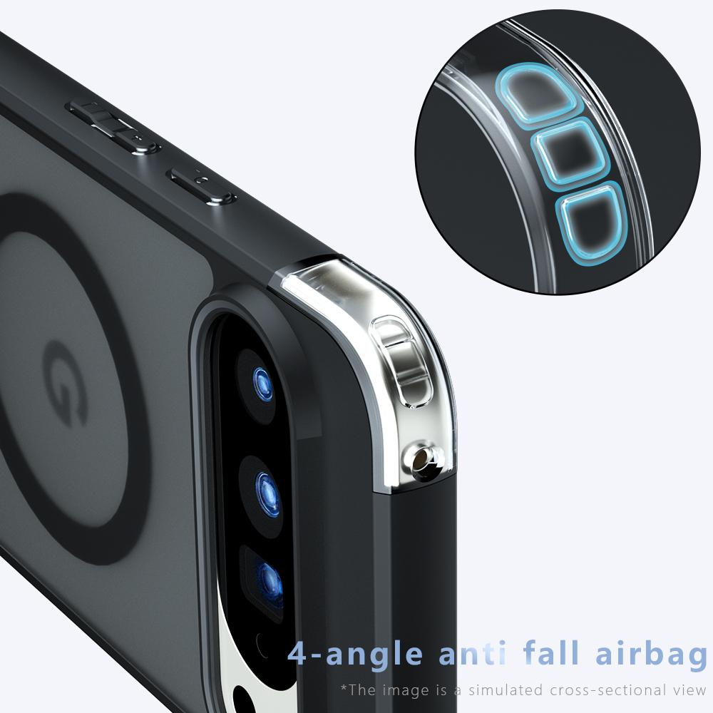 Magnetyczne etui na telefon z matową teksturą dla Google Pixel 8 9 10 Pro XL 9A 8A Poduszka powietrzna Odporne na upadek Ochronne Przezroczyste Pokrowiec CL001