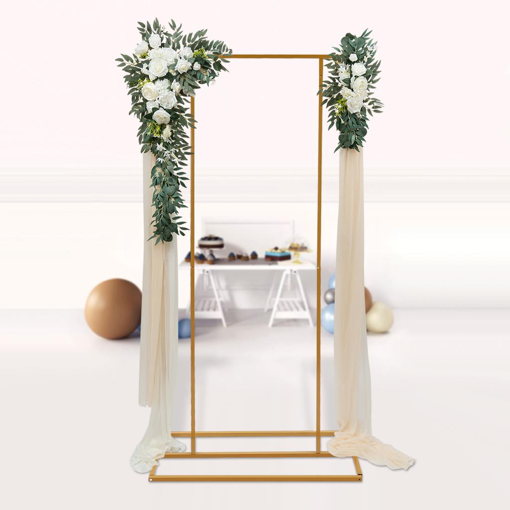 6.56 FT Balloon Wedding Arch Backdrop Stand 2 * 1 M Gold Metal Square Arch Frame Stand for Wedding Ceremony Birthday Party