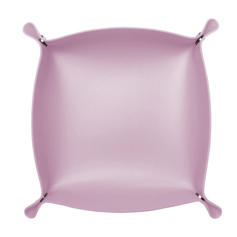 

Customizable PU Leather Storage Tray with Foldable Corners and Simple Design Small (17.5X17.5X4CM) розовый