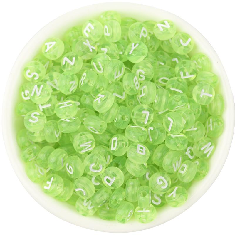 100pcs/Lot 7mm Mixed Letter Acrylic Beads Colored Transparent Round Flat Spacer Alphabet  Beads For DIY Craft Bracelet Necklace