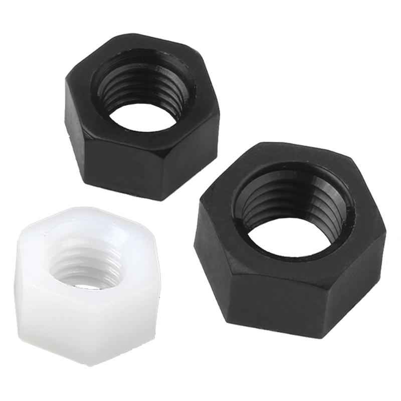 Black White Nylon Hex Nuts M2 M2.5 M3 M4 M5 M6 M8 M10 M12 Plastic Hexagon Nut Insulating Fastener for DIY Electronics 3D Printer