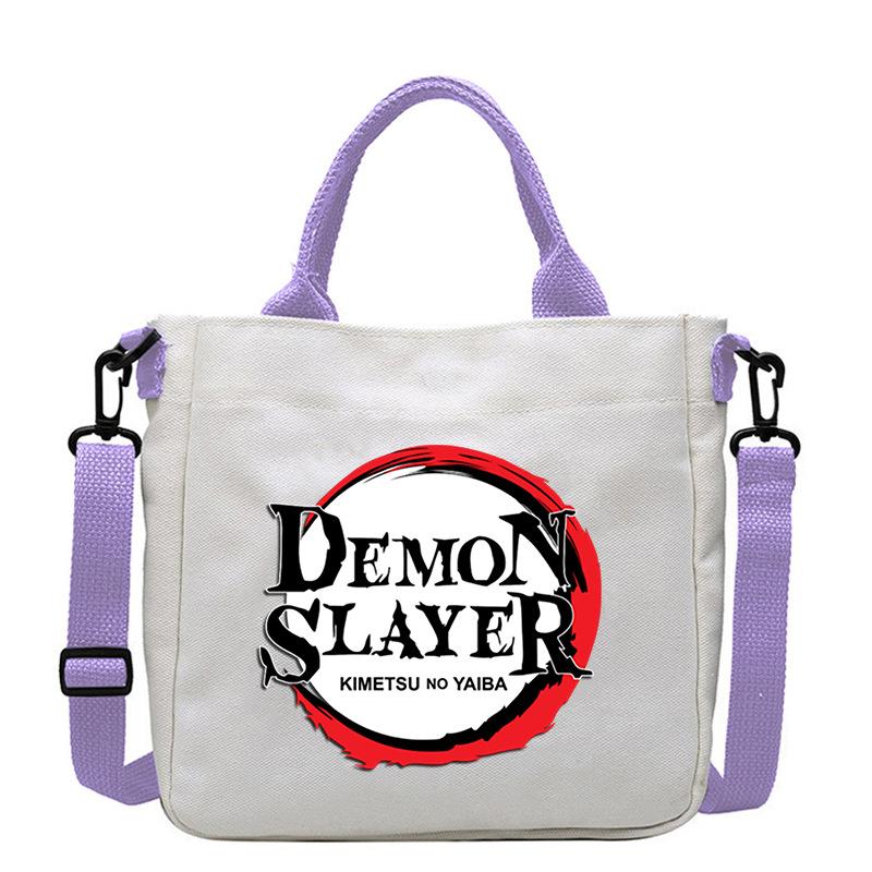 Japan cartoon comics Demon Slayer Print Canvas Bag Stylish Women's Handbag Large Capacity Casual Shoulder Bag 7560