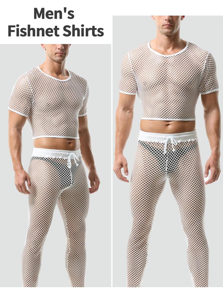 Maeau Sheer Mesh Tank Perfect for Gym and and Perfect for Training and White Men's Top, See-Through T-Shirt, Bodybuilding, Workouts, Loungewear,