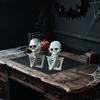 2 Pcs Gothic Skeleton Figurine Creepy Halloween Skull Statue Realistic Resin Tabletop Ornament for Home Office Bookshelf Indoor Decoration