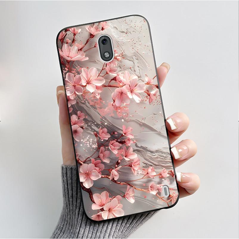Printing Pattern Case For Nokia 2 / Nokia 2.2 / Nokia 2.1 Fundas Soft Silicone Black Shell Cover Cute Flower Cartoon Casing Capa