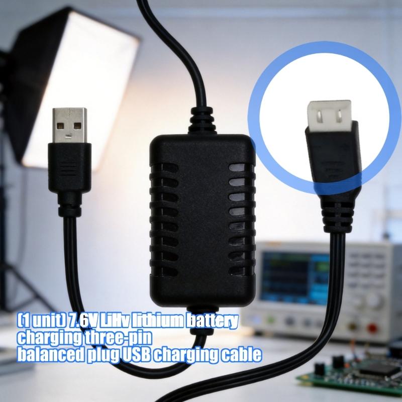 7.6V LiHv Battery Chargers With 3Pin Balance Plugs USB Chargers Cable 7.6V Battery Fast Charging Cord Overcharge Protect