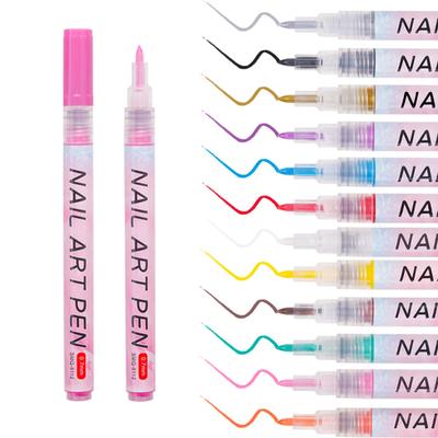 12-farbiges 3D-Nagelkunststift-Set, Nagellackstift, Nagelspitze, Graffiti-Punktierstift, Zeichnen, Malen, Liner-Pinsel für Nagelkunst