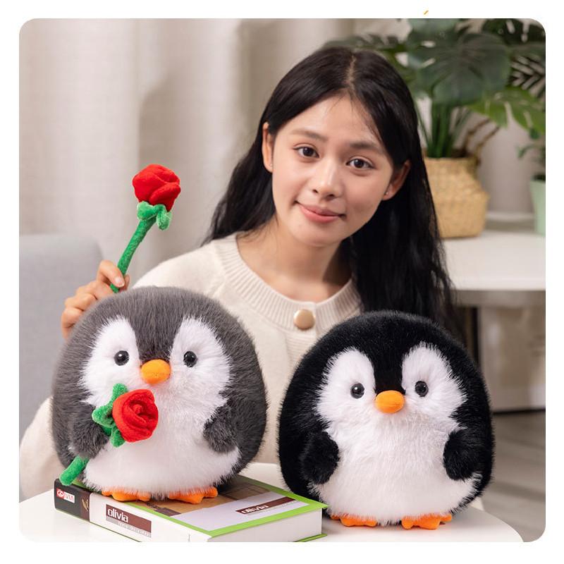 Rose Penguin Cartoon Stuffed Toy Animal Plush Doll Room Decoration Ornament Gift