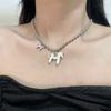 Alloy Horse Pendant Necklace Silver Plated Enamel Pendant Necklace Beads Neck Chain  for Women