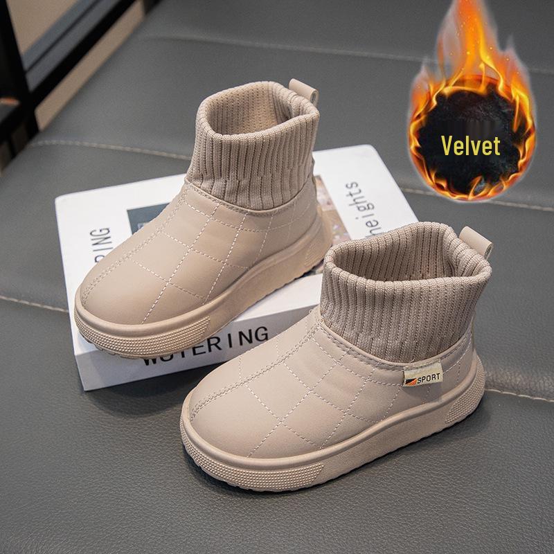 

Girls Velvet-Lined Winter Snow Boots - Non-slip, Soft Sole, Casual Comfort Size 33 - Inner Length 20.5cm хакі