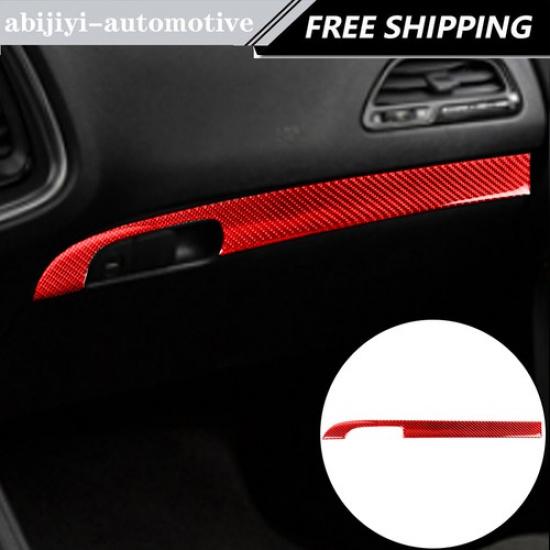 Red Carbon Fiber Interior Passenger Dashboard Cover Trim For Dodge Charger 15-22
