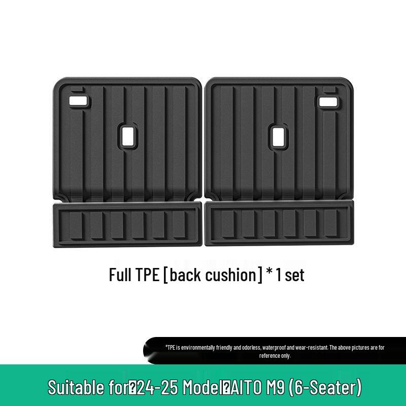 Eco-friendly TPE Car Mats Set for 2024-2025 AITO M9: Orange Floor, Seat Back, and Trunk Mats