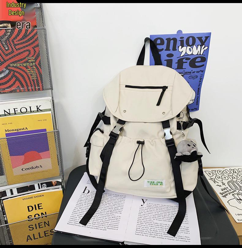 Ryggsäck för män med stor kapacitet och enfärgad design för studenter eller par