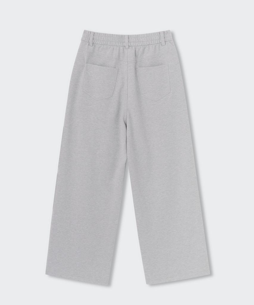 MUSINSA STANDARD WOMAN Women'S Double Knit Denim Detail Wide Sweatpants [Medium Grey]