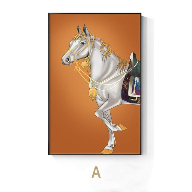 

Современные европейские придворные лошади, холст, картина, оранжевые настенные художественные картины для гостиной, галереи, вход, украшение дома, Куадрос 21cm×30cm NoFrame