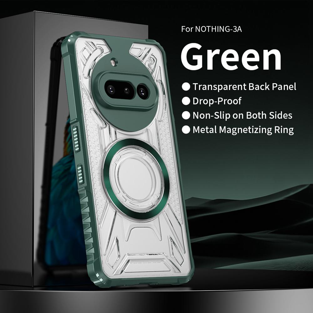 KEYSION Transparent Magnetic Case for Nothing Phone 3A Pro Silicone+PC Heavy Duty Shockproof Phone Cover for Nothing Phone 3A