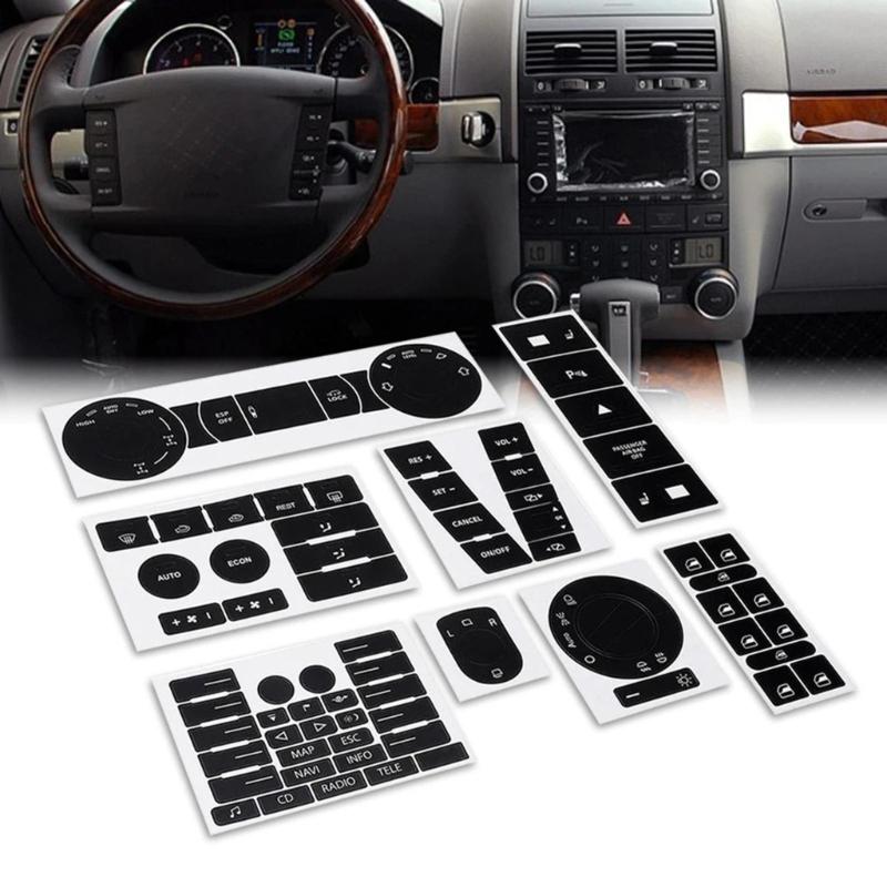 Naklejki Naprawcze do Przywracania Przycisków Wnętrza Samochodu do Wytartych Przycisków Deski Rozdzielczej Premium Naklejki PVC do Paneli Sterowania Pojazdu