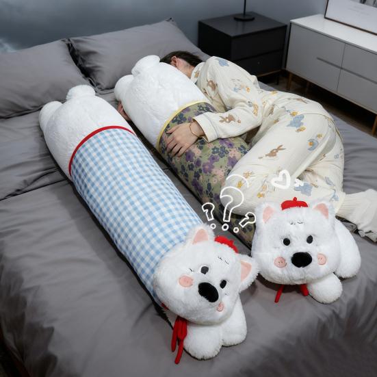 Long Dog Pillow Stuffed Animal Cute Puppy Leg Pillow Fluffy Back Support Cushion Cuddly Plush Toy for Side Sleeping Sitting