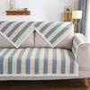 Striped Cotton and Linen Sofa Cushion for All Seasons, Non-slip Thickened Linen, Simple Modern Solid Wood Fabric Sofa Towel Cover
