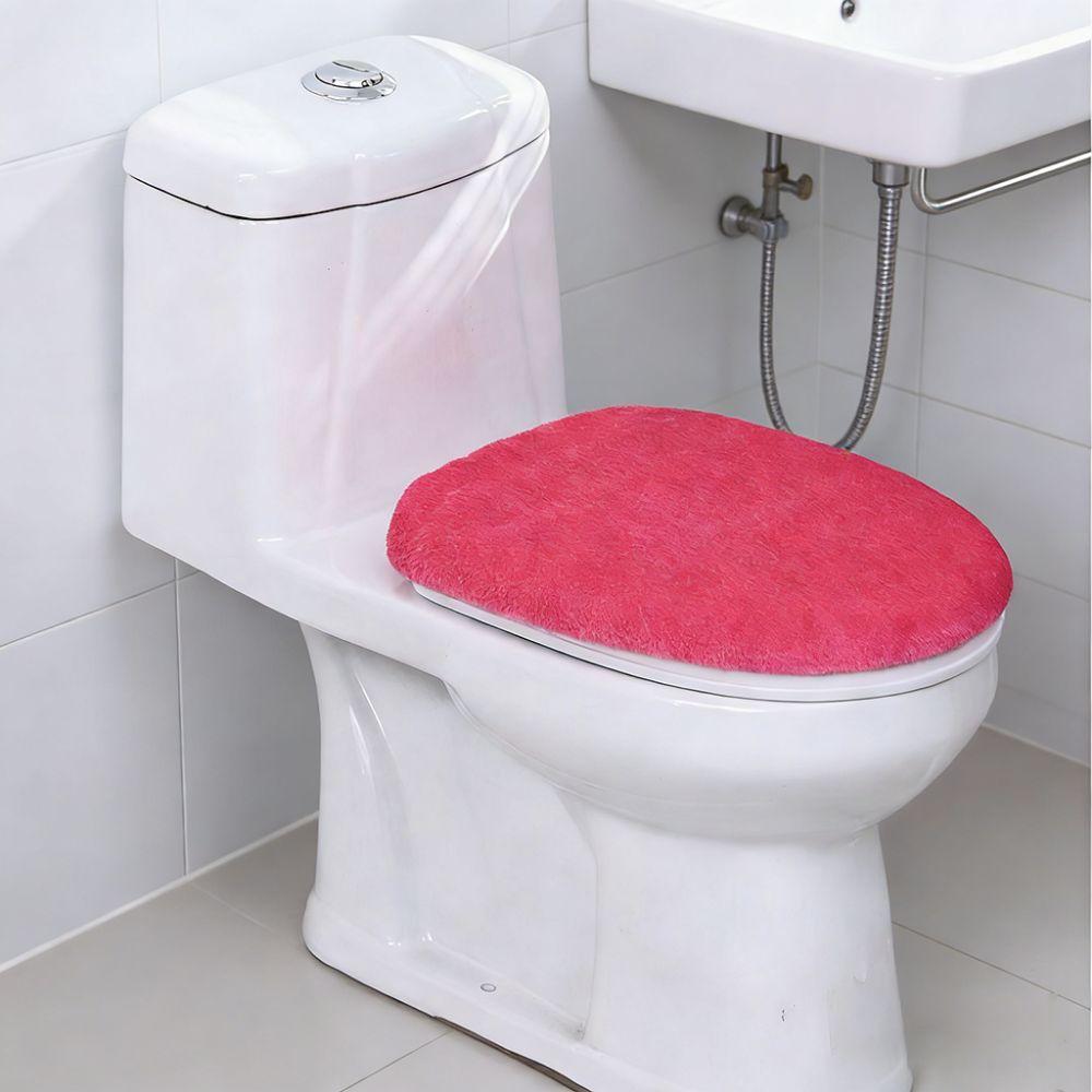 Solid Color Toilet Seat Cover Thickened WC Cover Easy Install Toilet Lid Cover  Bathroom Decorative