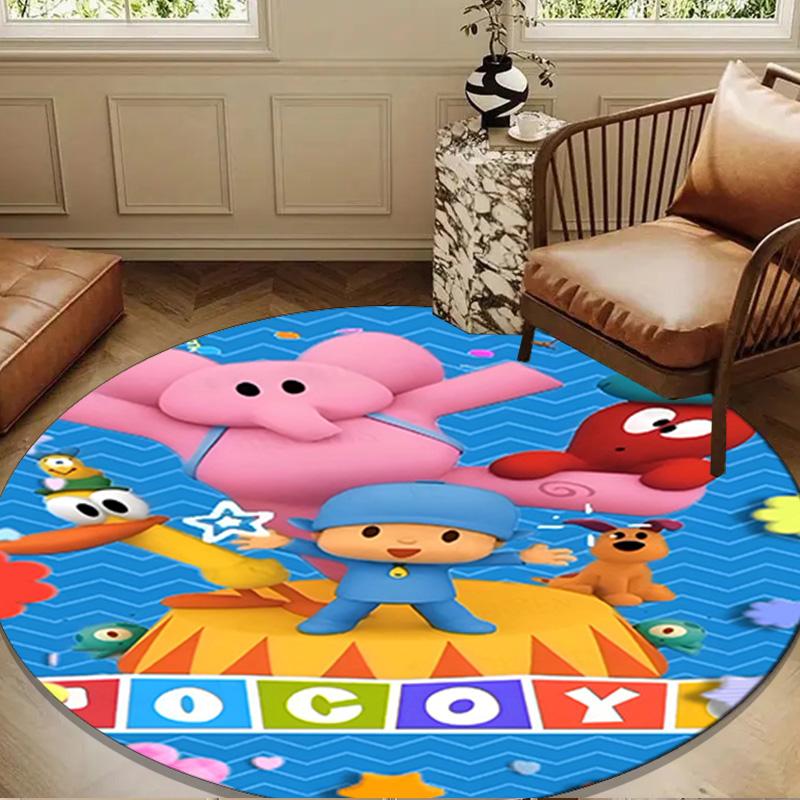 Pocoyo's Colorful Adventure Round Mat Home Decor, Chair Rug For livingroom,Bedroom, Doormat Home Decor Birthday Gift Christmas Gifts