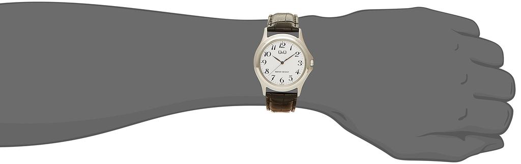 CITIZEN Q&Q Analog Watch, Stainless Steel Leather Strap Waterproof Model W378-304, White, Men's Casual