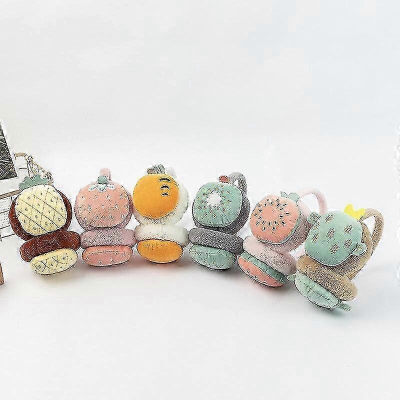 Kiwi Plush Earmuffs, Cartoon Fruit, Adjustable, Kids/Adult Winter Warm
