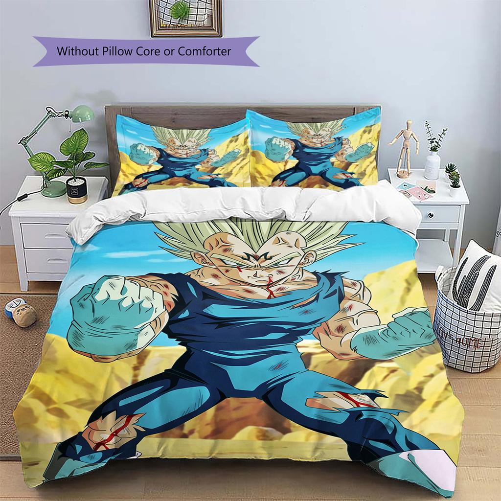 Biancheria da letto con motivo di personaggi di Dragon Ball Decorazione per la casa Regalo di compleanno (1 * copripiumino + 2 * federa, senza nucleo)
