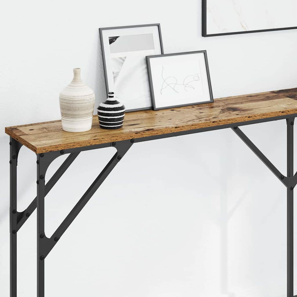 Console Table Reclaimed Wood Look 180 x 23 x 75 cm Plywood and Metal