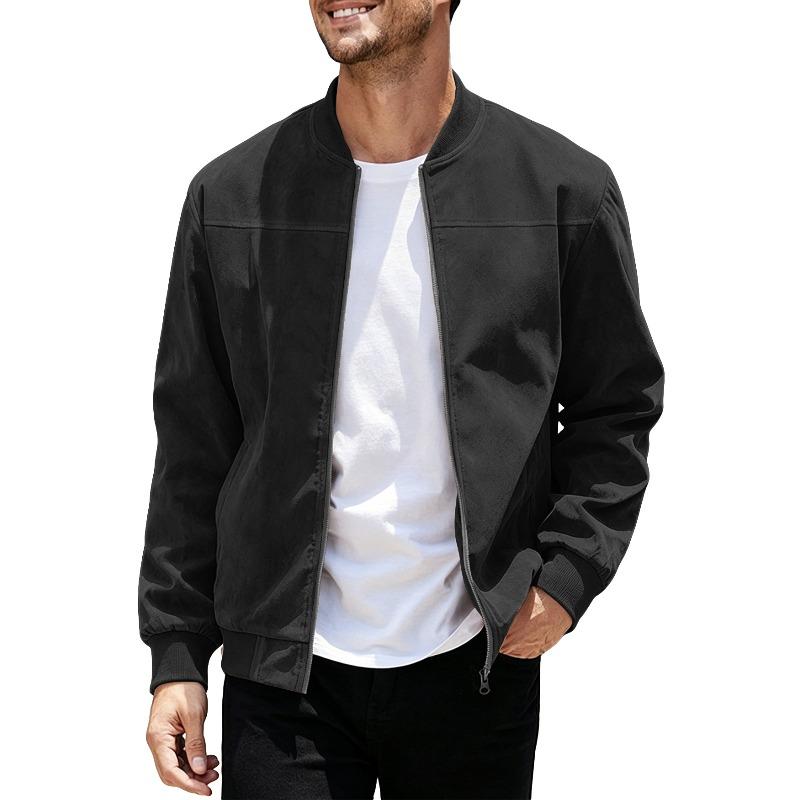 Hot Sale Men's Suede Jacket Autumn and Winter Fashion Casual Zip Cardigan Long Sleeve Baseball Jacket