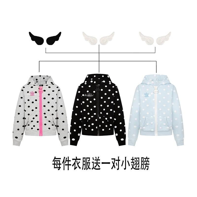 Polka Dot Zip Up Hoodie Women Loose Fit Casual Street Style 2026