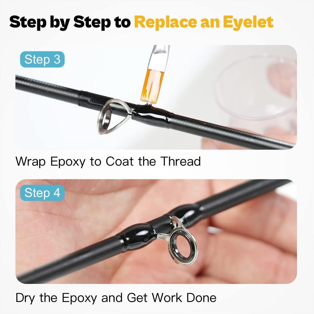 Fishing Rod Repair Kit All-In-One Supplies For Fishing Pole Eyelets Replacement With Rod Guidesepoxy Gluewrapping Thread And Tape
