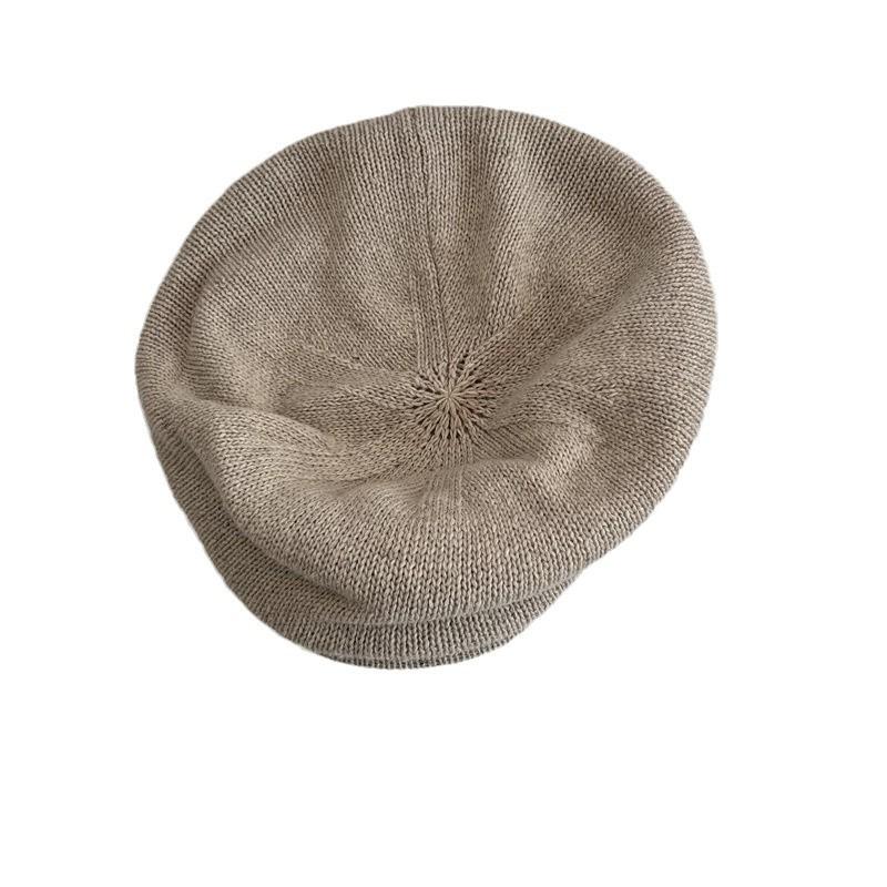 Retro Old Money Wind Big Head Circumference Cap Women's Autumn and Winter Warm Wool Knitted Octagonal Hat Fashionable Neutral Dad Hat