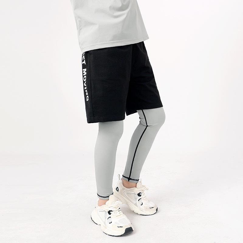 

Kids Summer Quick-Dry Mosquito-Proof Basketball Pants - Korean Style, Fake Two-Piece Design 150 cm чёрный