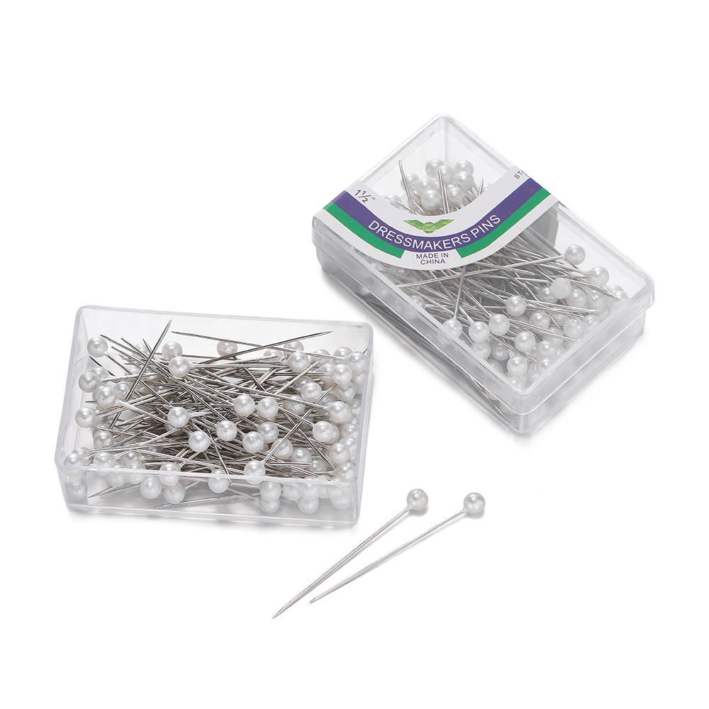 100Pcs/Box 37mm Colorful Round Pearl Head Needles Stitch Straight Push Sewing Pins For Dressmaking DIY Sewing Tools Positioning