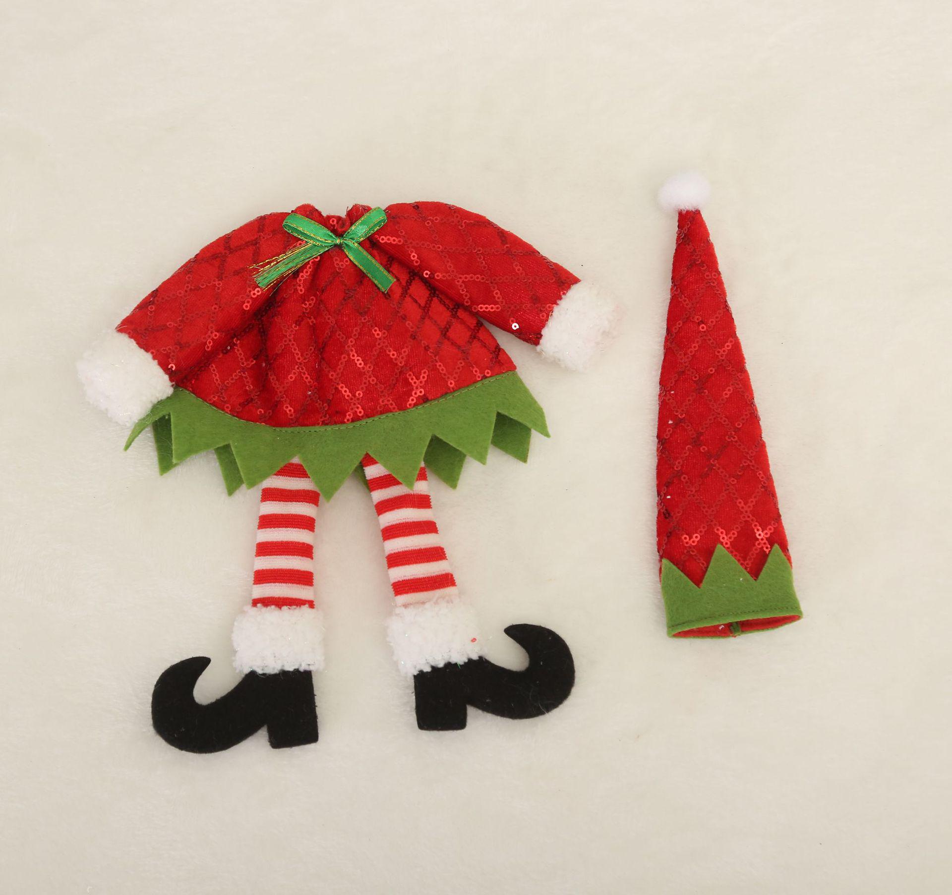 Cartoon Elf Wine Bottle Cover for Christmas Table Decoration and Gifts