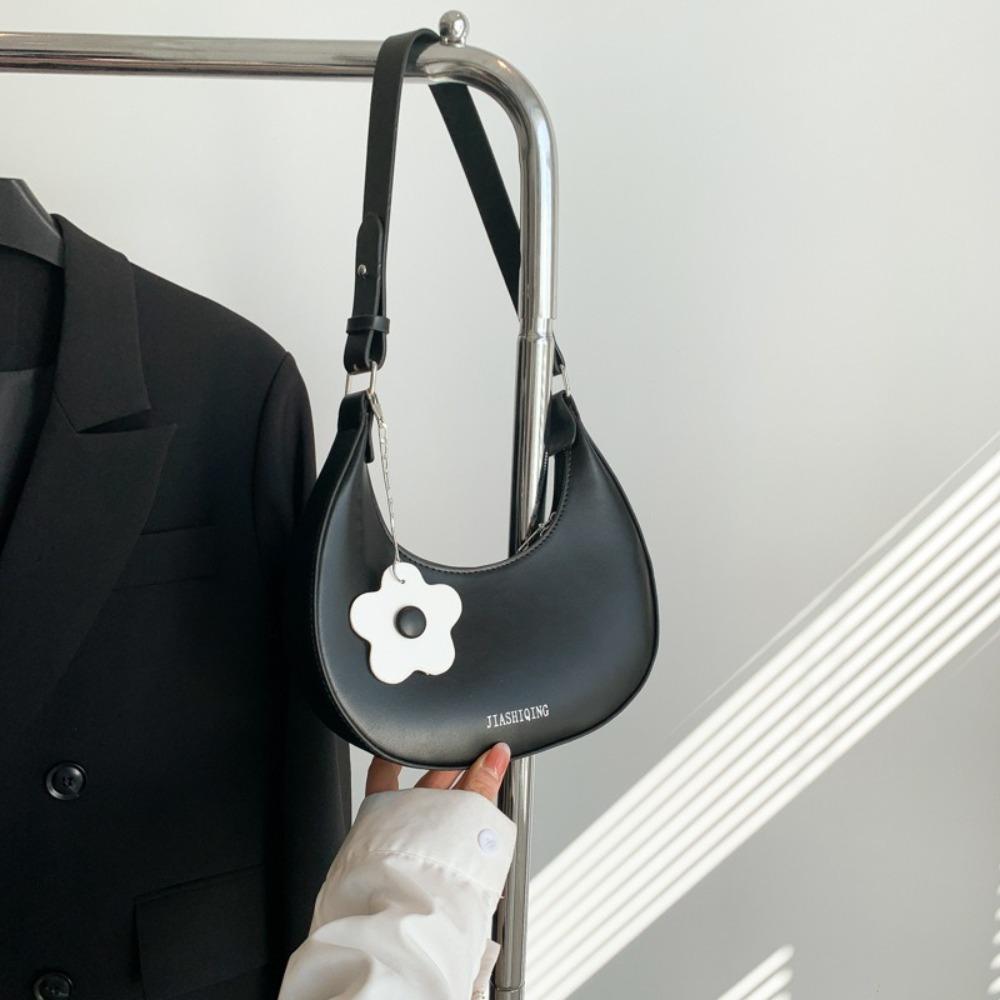 Large Capacity Flower Shoulder Bag Dumpling Shape Women Underarm Bag Half-moon Bag  Streetwear