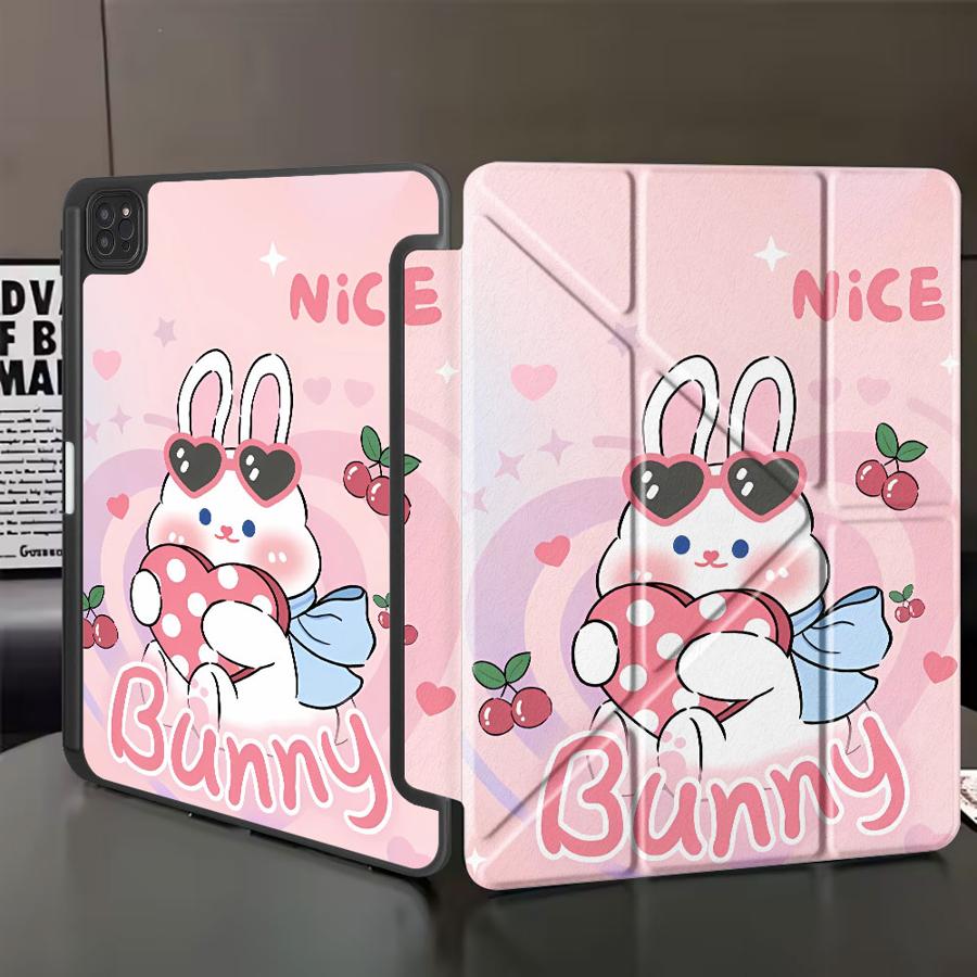 White Rabbit Holder Cover Tablet Case For iPad Pro 11th 10th 9th 8th 7th 12.9inch Mini 6 7 Air 4 5 M3 M2 1 2 M4 11inch Pro 2025 iPad Mini 6 8.3