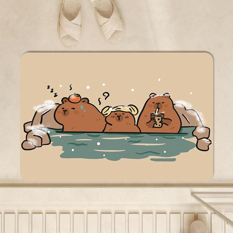Capibara capybara bathroom absorbent floor mat, diatom mud non-slip toilet entrance door, toilet door floor mat